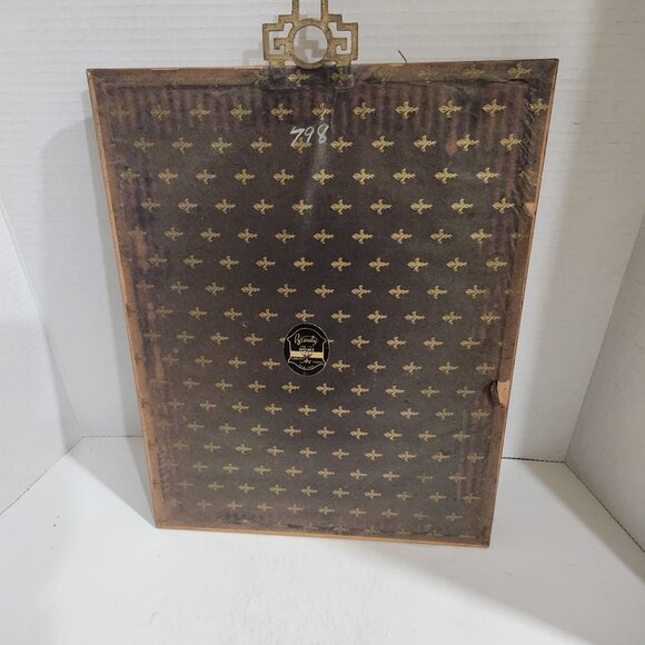 Japanese Geisha Embossed Metal Art In Gold-Tone Ornate Wooden Frame Chokin Art S - Picture 4 of 7